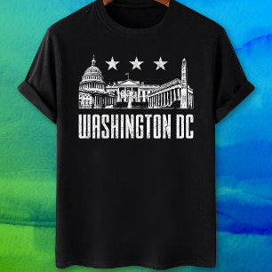 Washington dc landmarks and flag T-Shirt