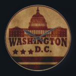 washington dc large clock<br><div class="desc">Washington DC vintage graphic design with awesome typography font lettering is a great gift idea for men, women, husbands, wife girlfriends, and a boyfriend who will love this one-of-a-kind Washington DC vintage logo artwork. The best present for your favorite Washington state collection. This design is also fitting in time for...</div>