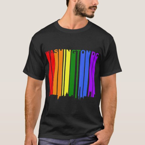 Washington DC LGBQ Gay Pride Rainbow Skyline T_Shirt