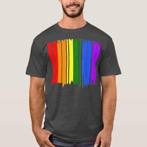 Washington DC LGBQ Gay Pride Rainbow Skyline  T_Shirt