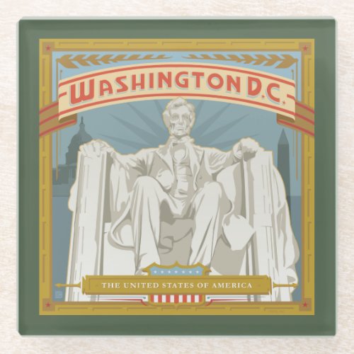 Washington DC  Lincoln Memorial Glass Coaster