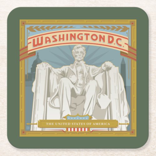 Washington DC  Lincoln Memorial Square Paper Coaster