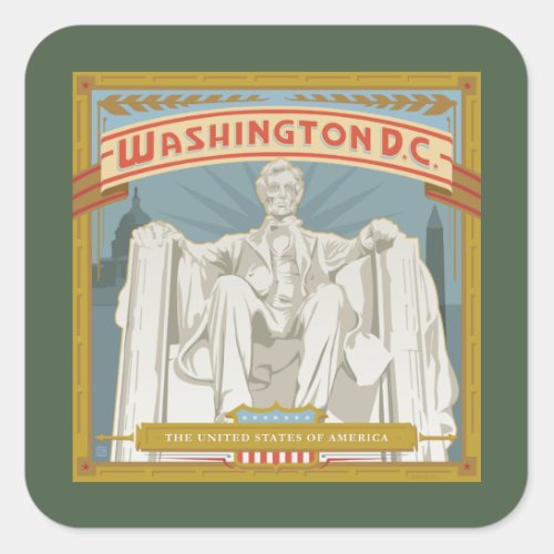 Washington DC  Lincoln Memorial Square Sticker