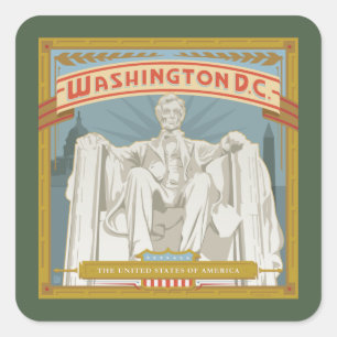 Washington DC Lincoln Memorial Square Sticker
