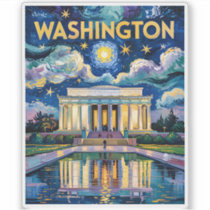 Washington DC Lincoln Memorial Vibrant Van Gogh Sticker