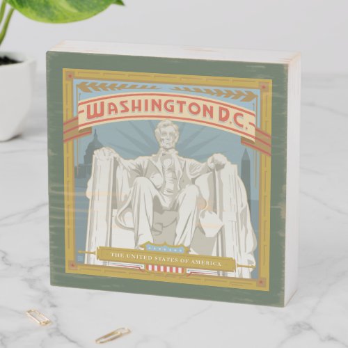 Washington DC  Lincoln Memorial Wooden Box Sign