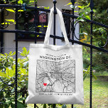 Washington, DC. Love Locator | City Map Wedding Tote Bag<br><div class="desc">A fun tote bag for a wedding or any other occasion taking place in the beautiful city of Washington, DC. This tote features an overhead map of the city center inside a black-bordered box framer. On the top sits a short welcome greeting and the name of the city. On the...</div>