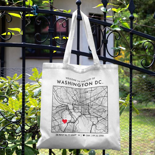 Washington DC Love Locator  City Map Wedding Tote Bag