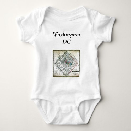 Washington DC  Map and Flag Baby Bodysuit