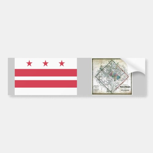 Washington DC  Map and Flag Bumper Sticker