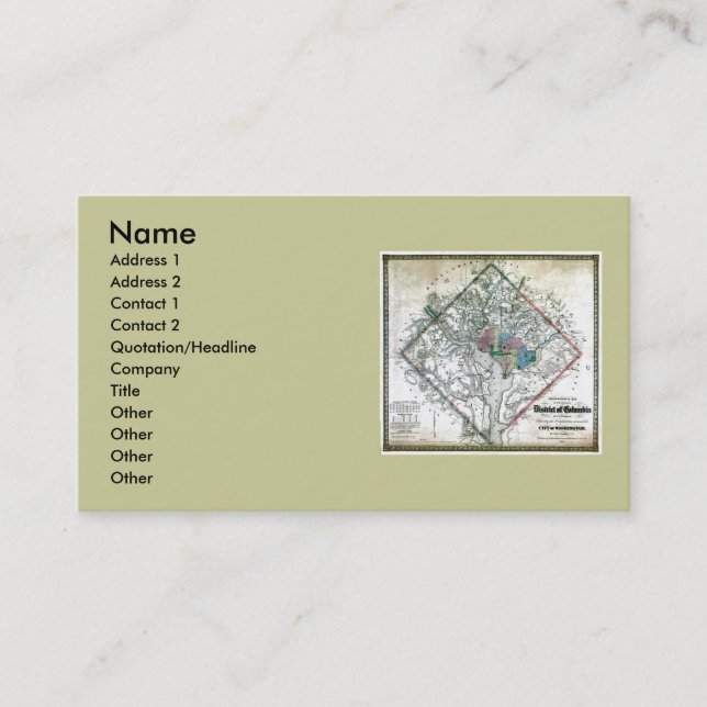 Washington DC  Map and Flag Business Card (Front)