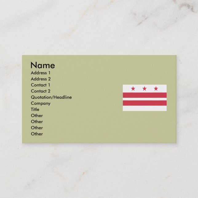 Washington DC  Map and Flag Business Card (Front)