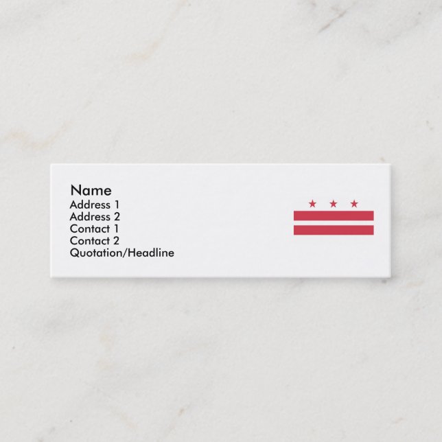 Washington DC  Map and Flag Mini Business Card (Front)