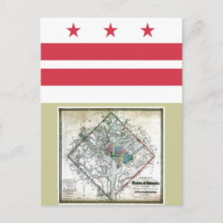 Washington DC Map and Flag Postcard