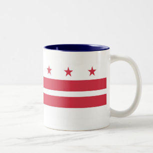 Washington DC Map and Flag Two-Tone Coffee Mug