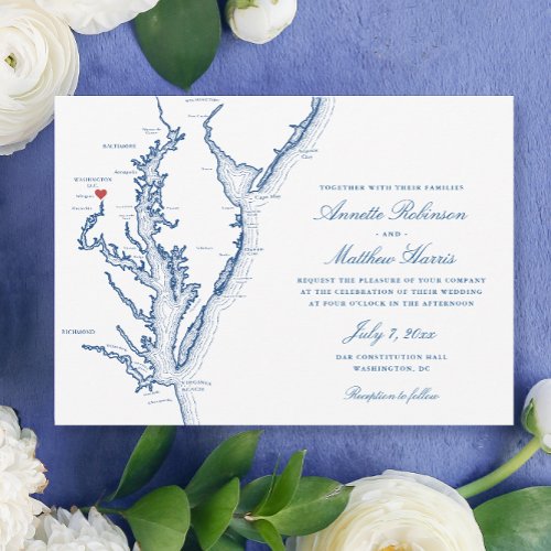 Washington DC Map Elegant Navy Wedding Invitation