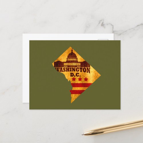 washington dc map holiday postcard