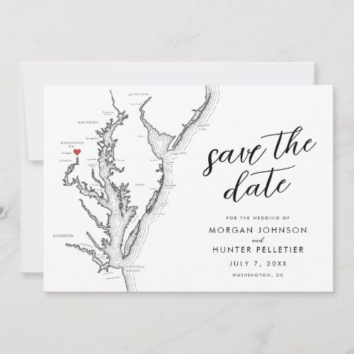 Washington DC Map Modern Wedding Save The Date