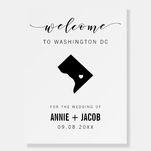 Washington DC Map Wedding Welcome Sign, Foam Board (Front)