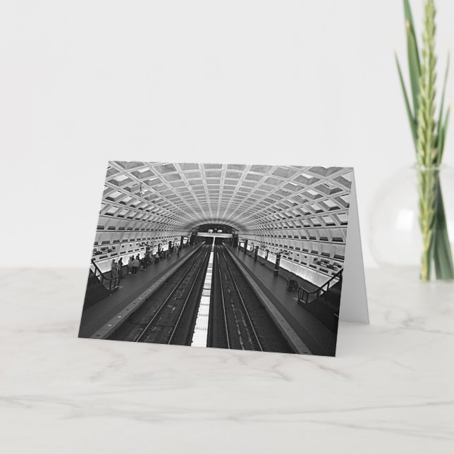Washington DC Metro Station Rails Birthday Card (Front)