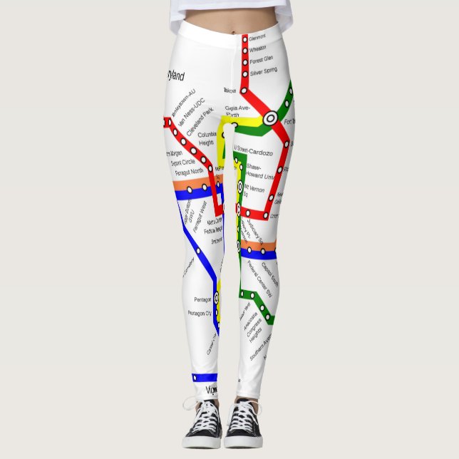Washington DC Metro Subway Map Legging (Front)