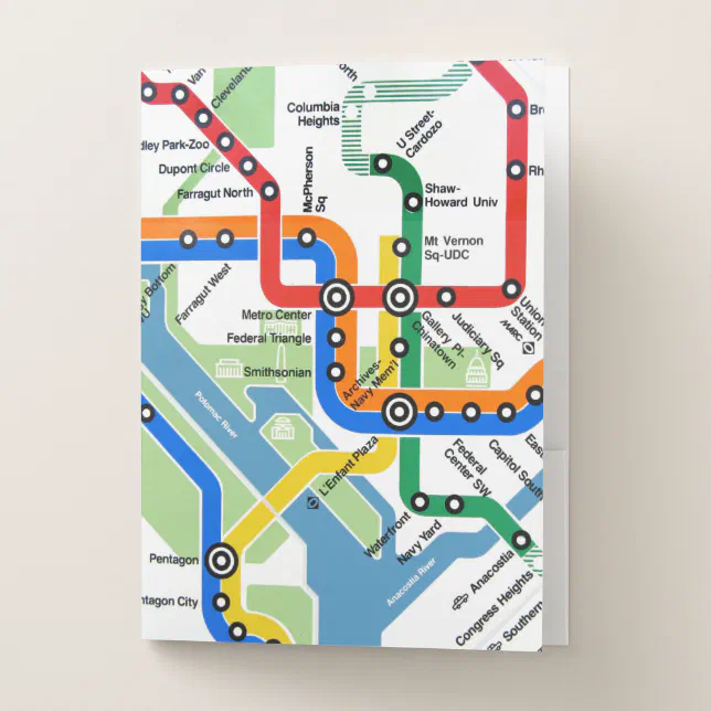 Washington DC Metro Subway Map Pocket Folder | Zazzle