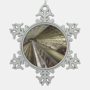 Washington DC Metro Train Station Snowflake Pewter Christmas Ornament