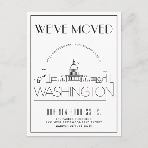 Washington DC Modern Deco  Change of Address Announcement Postcard