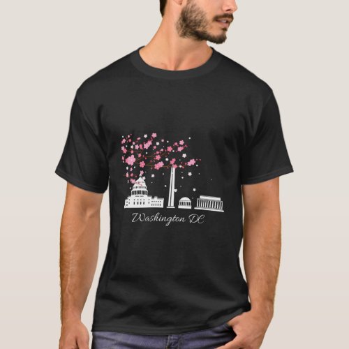 Washington Dc Monuments Memorials Cherry Blossoms T_Shirt