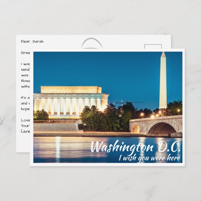 Washington DC Monuments with Potomac Postcard (Front/Back)