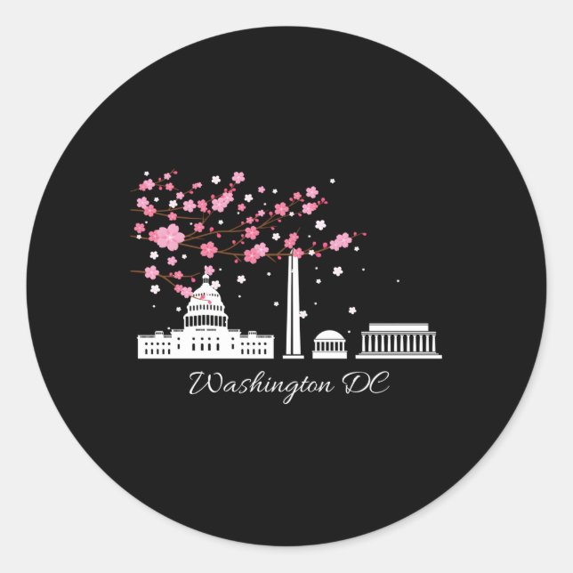 Washington Dc Monuts Memorials Cherry Blossoms Classic Round Sticker (Front)