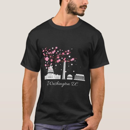 Washington Dc Monuts Memorials Cherry Blossoms T_Shirt