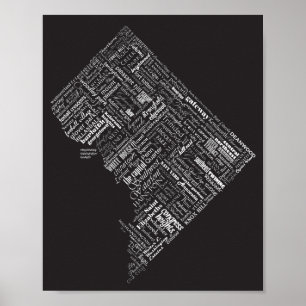 Washington DC Neighborhood Typography Dramatic B&W Poster