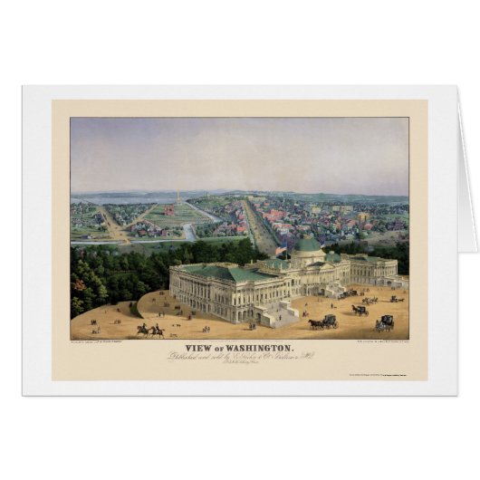 Washington, DC Panoramic Map - 1852 Cards (Front Horizontal)