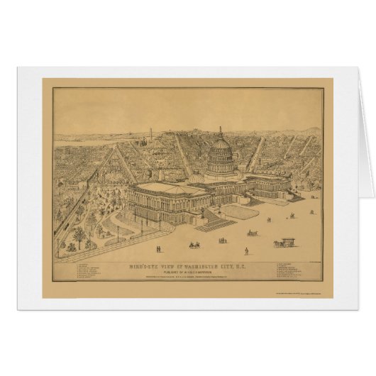 Washington, DC Panoramic Map - 1872 Cards (Front Horizontal)