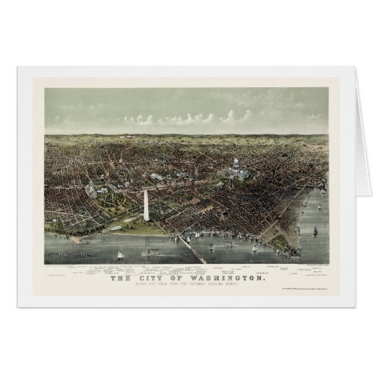Washington, DC Panoramic Map - 1892 Cards (Front Horizontal)