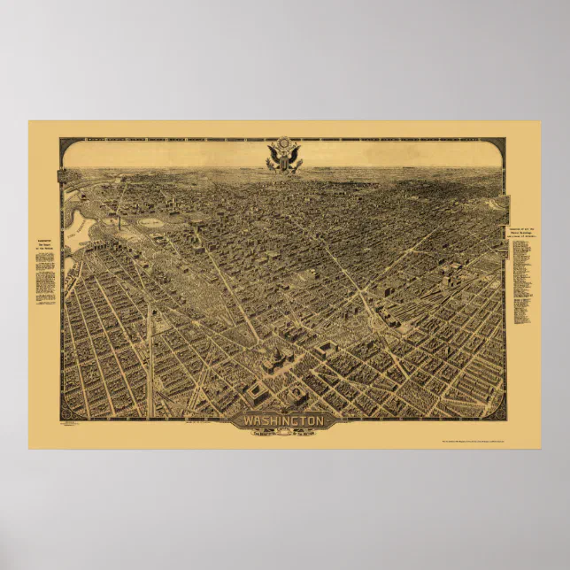 Washington, DC Panoramic Map - 1922 Poster | Zazzle