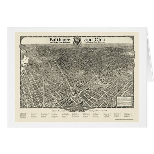 Washington, DC Panoramic Map - 1923 Cards (Front Horizontal)