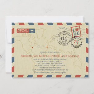 Washington DC / Portugal Airmail Wedding Invitation