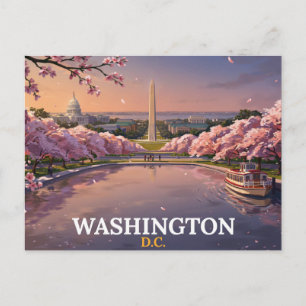 Washington DC Postcard Cherry Blossom Souvenir