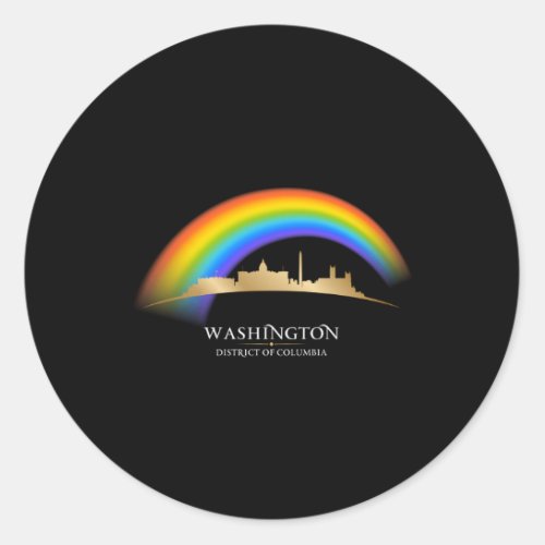 Washington Dc Rainbow Classic Round Sticker