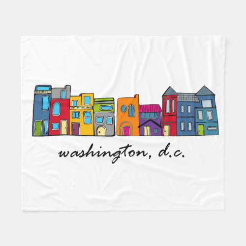 Washington DC Row House Fleece Blanket