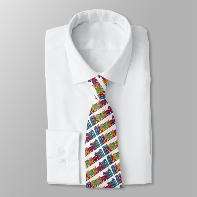 Washington DC Row House Neck Tie (Tied)