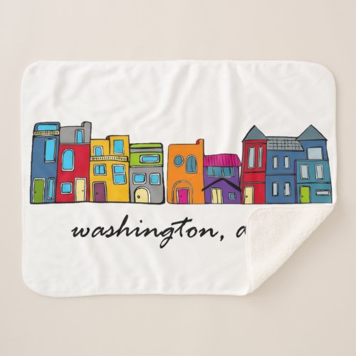 Washington DC Row House Sherpa Blanket