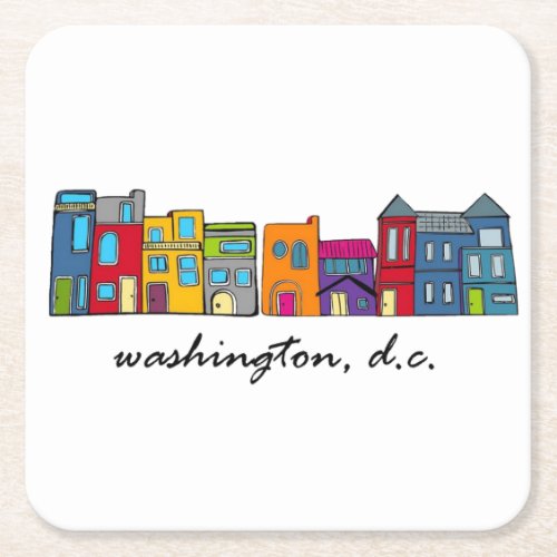 Washington DC Row Houses Square Paper Coaster