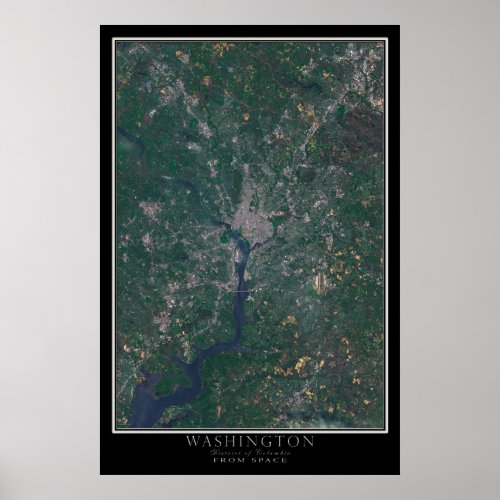 Washington DC Satellite Poster Map
