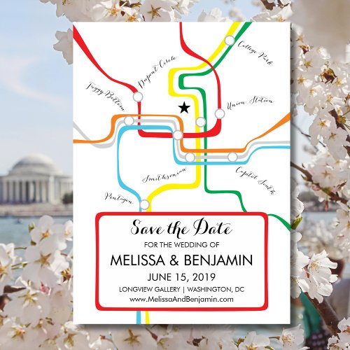 Washington DC Save the Date Metro Map