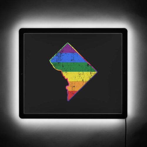 Washington DC Silhouette LGBT Pride Flag   LED Sign
