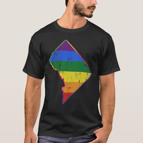 Washington DC Silhouette LGBT Pride Flag T_Shirt