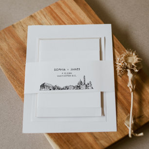 Washington DC Skyline Belly Band, 2"x11.5" Invitation Belly Band